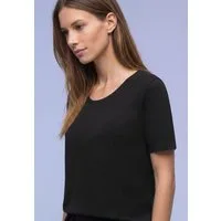 STREET ONE T-Shirt mit abgerundetem V-Ausschnitt