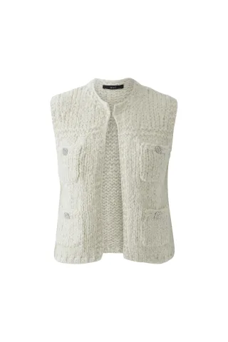 Oui - Strickweste light beige mel - Gr. - 36
