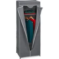 relaxdays Stoffschrank mit Kleiderstange Anthrazit