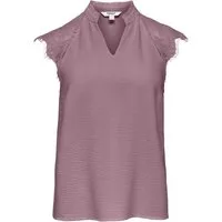 ONLY Shirttop ONLPLOY METTE SL LACE V-NECK TOP WVN Kunstfaser, regular fit, V-Ausschnitt