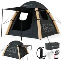 Juskys aufblasbares Zelt EasyFlow, Für 1-3 Personen, inkl. Multifunktionslampe und Luftpumpe