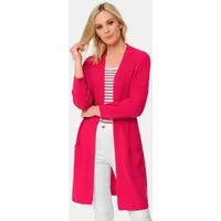 GOLDNER Strickjacke Kurzgröße: Kaschmir-Longstrickjacke mit Schlitzen Individuelles Design mit besonderem Kragen und Stecktaschen