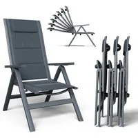 HOMALL Gartenstuhl Aluminium Klappstuhl mit Armlehnen, 7-stufig verstellbarer Rückenlehne (Set, 4 St), Klappbare Gartenstühle reißfest und atmungsaktiv bis 150kg belastbar
