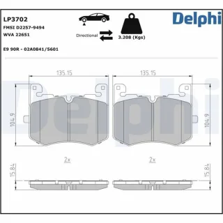 Delphi Bremsbel?ge vorne Jaguar F-Pace Land Rover Range 5,0
