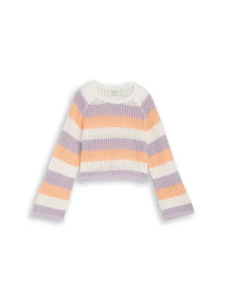 tom tailor kids - Cropped Strickpullover mit Streifenmuster pink blue bold stripe - Gr. - 176