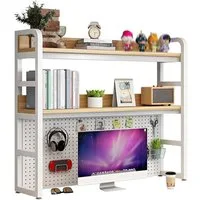 GarveeMore Mehrzweckregal Schreibtischregal, 3-stöckiger Schreibtisch,Metallregal,belastbar bis zu 50 kg,95x25x93cm