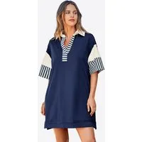 Imily Bela Minikleid Damen Polo Oversized Sweatshirt Kleider (Packung, 1-tlg., 1per-Pack) mit V-Ausschnitt