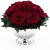 Gestecke Blumengesteck 11 Infinity Rosen in Blumenschale Blumenstrauß Rosenbox Rose, ROSEMARIE SCHULZ Heidelberg, Höhe 18 cm, Echte Blumen 3 Jahre haltbar, Geschenk für Frauen, Made in Germany