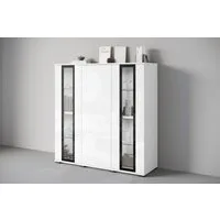 Home affaire Highboard Caro, modernes Design mit Glaseinsätzen, Breite 120 cm (1 St), grifflose Fronten mit Push-to-Open, höhenverstellbare Einlegeböden