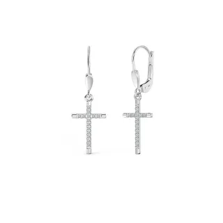 Damen Funkelnde Kreuzohrringe aus 925 Sterlingsilber mit Zirkonia BIPE054
