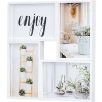 Levandeo® Bilderrahmen Collage, Bilderrahmen Weiß Holz 4 Fotos 10x15cm MDF Holz Collage Fotorahmen