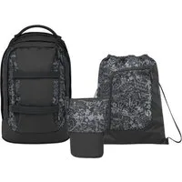 Satch Schulranzen Schulrucksack-Set PACK Street Ink 3-teilig (3-teilig), ergonomisch, Your-Size-System, 5 Fächer