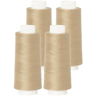 buttinette Overlockgarn im 4er-Pack, Stärke 120, 2500m-Spule, beige