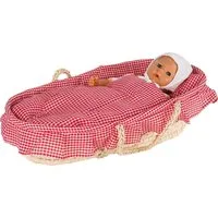 goki Puppen Tragetasche Puppentragekorb mit Bettzeug, Hochwertiges, langlebiges Material