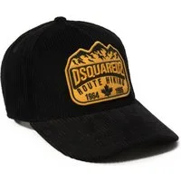 Dsquared2 Baseball Cap Cord Route Hiking Patch Kappe Mütze Basebalkappe Cap strukturierter Baumwoll-Cordqualität