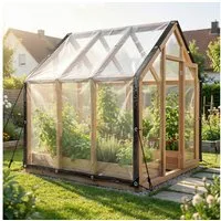 Clanmacy Schutzplane PVC transparente Plane Abdeckplane mit Ösen und Seil (für Terrasse Pavillon Gewächshaus), wasserdichte Plane Windschutz Regenschutz