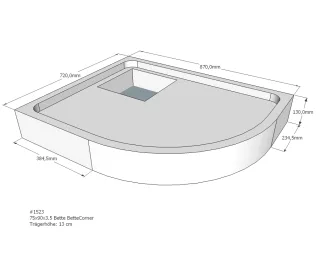 Neuesbad Wannenträger für Bette Corner 75x90x3,5 Viertelkreis SD22712