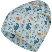 Sterntaler® Beanie UV-Schutz 50+ Beanie Dinokinder (1-St) Beanie aus Flammgarn Jersey mit Dinokindern, zwei Tragevarianten
