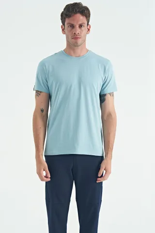 Herren Baumwoll-Elasthan Rundhalsausschnitt T-Shirt