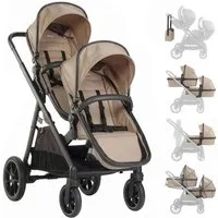 BabyGo Zwillings-Kombikinderwagen Duo, (Set), inkl. Wickeltasche u. 2 Regenhauben