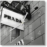 DEQOART Wanduhr 'Prada Monochrome' (Glas Glasuhr modern Wand Uhr Design Küchenuhr)