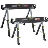 TRUTZHOLM Sägebock 2.0 DELUXE Stahl Klappbock Arbeitsbock Werkbock Unterstellbock Bock, (2er Set), klappbar, Traglast gesamt bis 1300 kg, höhenverstellbar