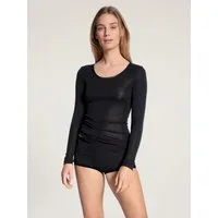 CALIDA Langarmshirt True Confidence Rundhals, Feinripp, atmungsaktiv, Wellensaum