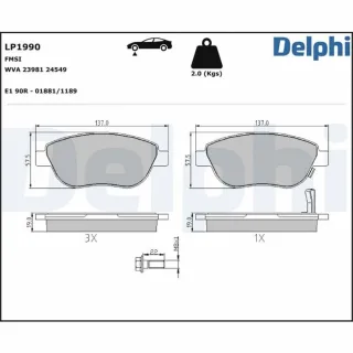 Delphi Bremsbel?ge vorne Opel Corsa D