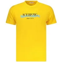 ICEBERG T-Shirt Herren Kurzarm T-Shirt, Gelb Neon, Rundhals, Logo
