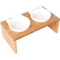 Dehner Futternapf Doppel-Katzennapf, 27 x 15 x 9 cm, je 175 ml, 2 Näpfe als Melamin, bruchsicher, spülmaschinengeeignet