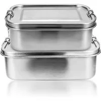 Clanmacy Lunchbox Edelstahl Brotdose mit Fächern Auslaufsichere Lunchbox BPA frei, Edelstahl, (Packung, 1400ml, 1200ml, 800ml), Edelstahl, BPA-frei, plastikfrei, Auslaufsicher