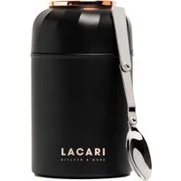 LACARI Thermobehälter Thermobehälter 500ml Thermobox schwarz Lacari auslaufsicher Edelstahl, Edelstahl, (Packung), inkl klappbarer Löffel