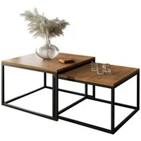 Lookway Couchtisch Yoshi 2in1 mit Tischplatte in natürlicher Holzfarbe (2er-Set), Breite: 70 cm und 60 cm