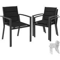 GUNJI Gartenstuhl Stapelstühle, Bequem, Korrosionsbeständigkeit Garten-essgruppe (verstärkter Alu-Outdoorstuhl, max Belastung 160 kg, stapelbar, leicht, Doppellagiger Sitzstoff), Aluminium-Gartentisch mit Klappbarer Tischplatte bis 100kg