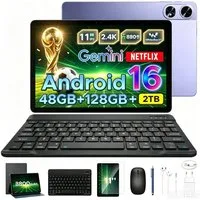 Aorlym P11 Pro Android 16 Tablet mit Tastatur,90Hz,128GB ROM,8800mAh,11 Zoll Tablet (11", 128 GB, Android 16, WiFi, 48GB RAM (8 + 40 GB erweitert), GPS, Face ID, 5G WiFi, Gemini AI)