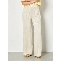 Apricot Leinenhose Breite Hose aus Leinenmischung mit Nadelstreifen