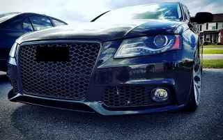 Kühlergrill Sportgrill Schwarz Glanz Wabengitter + Gitter Stoßstange für Audi A4 / S4 B8 8K Vor-Facelift 2007-02.2012