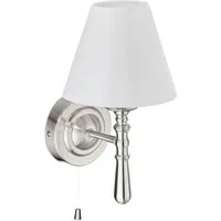 relaxdays Wandleuchte Wandlampe mit Schirm, Zugschalter, Leuchtmittel nicht enthalten, silber
