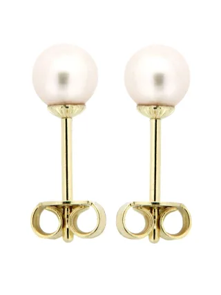 Orolino Ohrringe Gold 585 mit echten Akoya-Perlen weiss 5mm rund
