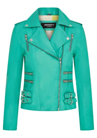 Damen Leder Aqua Blau Brando Bikerjacke-Loddon