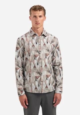No Excess - Shirt Allover Printed Fine Corduroy taupe - Gr. - M