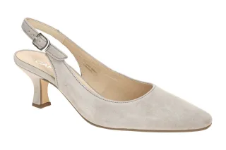 Gabor 81.510.12 Sling Pumps puder Grau Echtleder Absatz 5,5cm eckig F-Weite