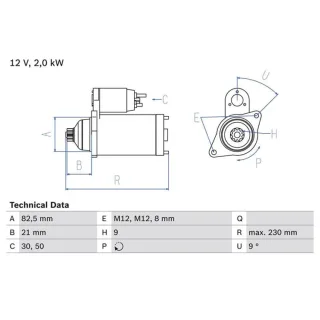 Bosch Anlasser 2,0 kW VW Lt 2,5 0986018380