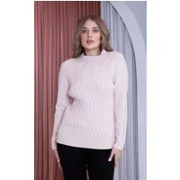 Passioni Strickpullover mit Zopfmuster und Perlendetails