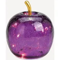 Seyila Home Dekofigur Dekorative Glas Apfel Leuchte mit LED, Crackle-Effekt, Goldener Stiel