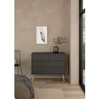 Home affaire Kommode Bodo, Aufbewahrung, Schubladenschrank, Stauraum, modern, Breite 99 cm, 4 Schubladen, Weiß oder Schwarz, Beine und Griffe aus Echtholz