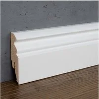 PROVISTON Sockelleiste MDF, 16 x 58 x 2500 mm, Weiß, Fußleiste Berliner Profil, MDF-Leiste, Berliner Profil