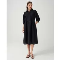 OPUS Midikleid Volantkleid aus Cotton Modal Mix Volantstufen