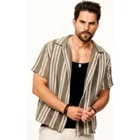 SOULSTAR Kurzarmhemd für Herren Strick Polo Hemd im Retro-Look Overshirt im Regular-Fit Freizeithemd T-Shirt