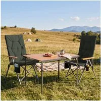 HOMECALL Campingstuhl Klapptisch-Set mit 2 Stühlen Hochlehner Luxus Klappstuhl Campingtisch (gartenstuhl klappbar für 4-6 Personen), mit 4,5cm Dicke Gepolstert
